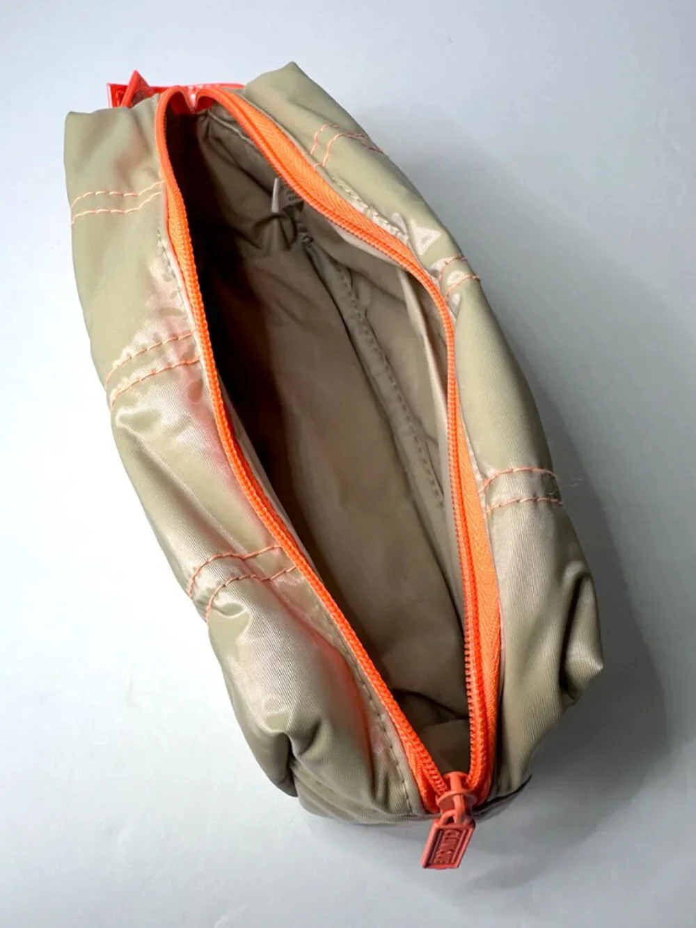 Clinique Beige & Bright Orange Makeup Cosmetic Travel Bag Zip Pouch Case
